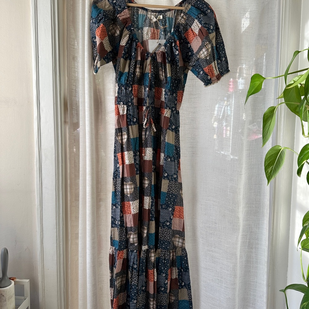 NWT Christy Dawn BRYNNE Multicolor Patchwork Maxi Dress